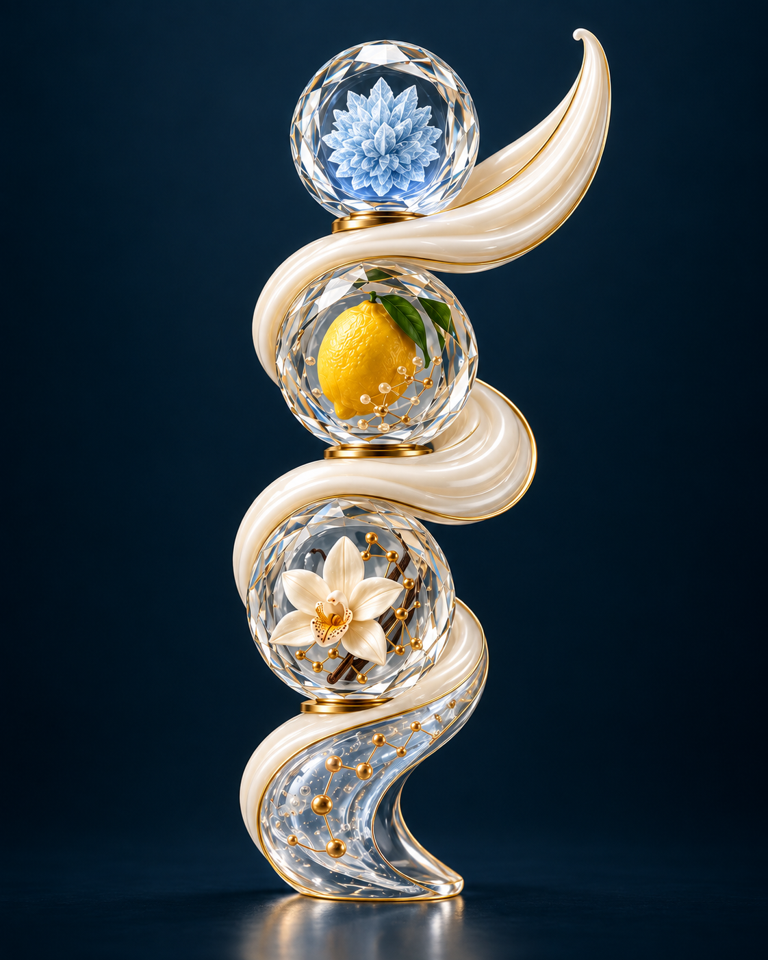 Sculptural crystal, lemon and vanilla artwork inspired by Gelato-Fusion.